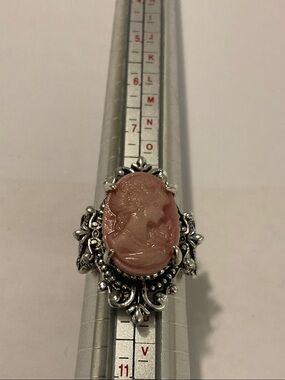 Silver plated cameo ring
